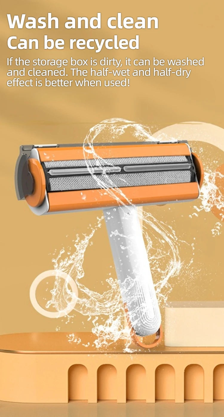 Washable lint roller removing pet hair from clothing