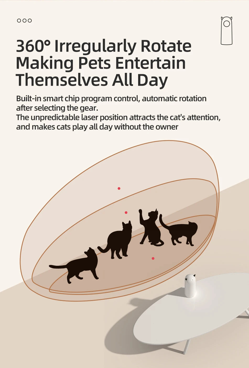 Cat playing with automatic LED laser teaser toy