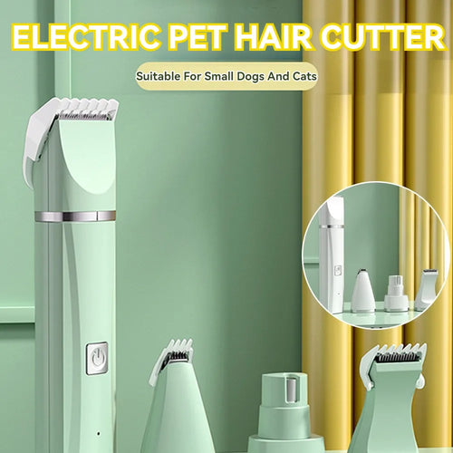 Complete pet grooming set with multiple attachments for cats and dogs