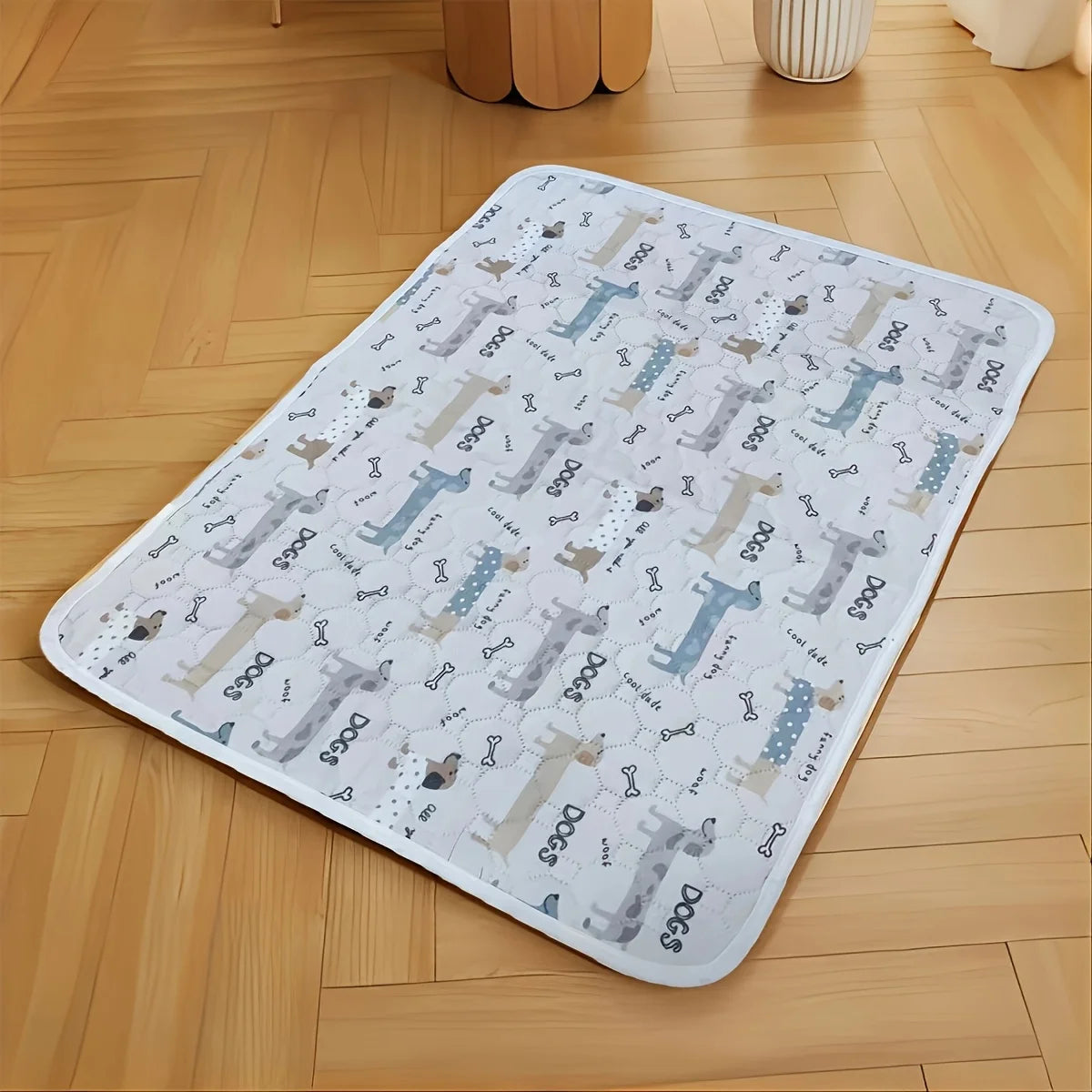 Beige washable dog mat for bathroom, furniture, and vehicle protection - absorbent pee pad