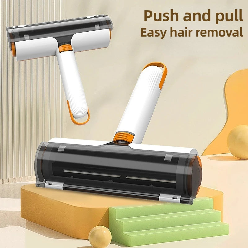 Pet hair remover roller removing dog and cat fur from furniture