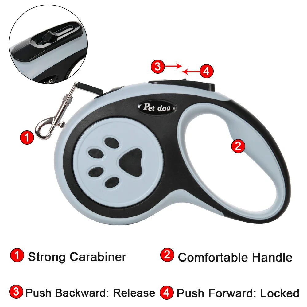 Durable nylon rope retractable leash for small to large dogs