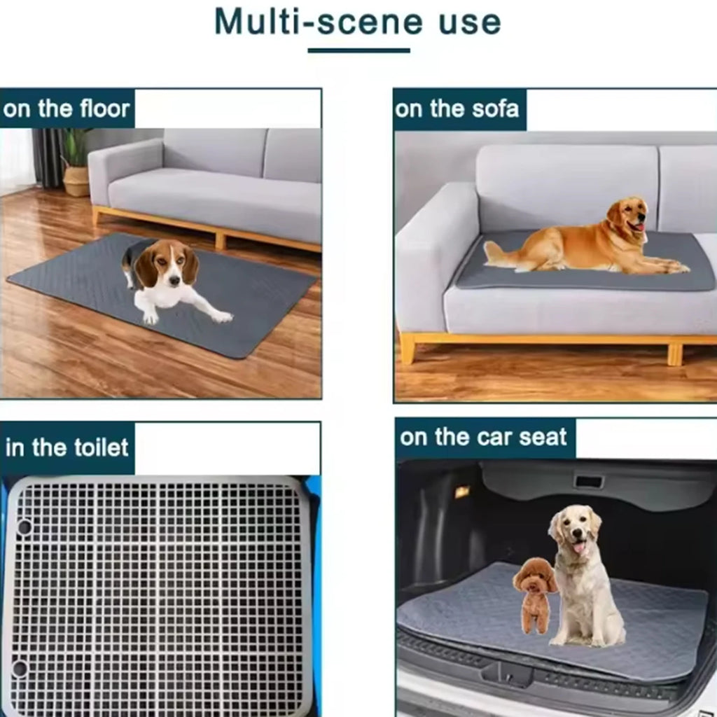 Beige washable dog mat for bathroom, furniture, and vehicle protection - absorbent pee pad