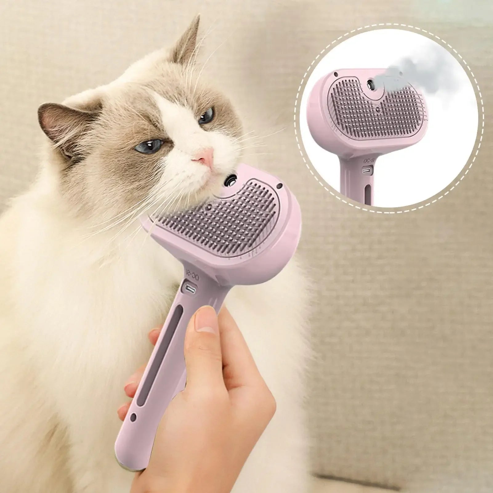 3-in-1 Electric Pet Grooming Brush with Steam & Spray