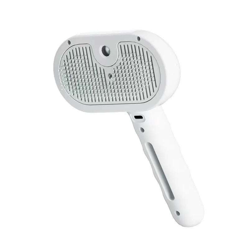 Pet grooming brush bristles and steam vents detail