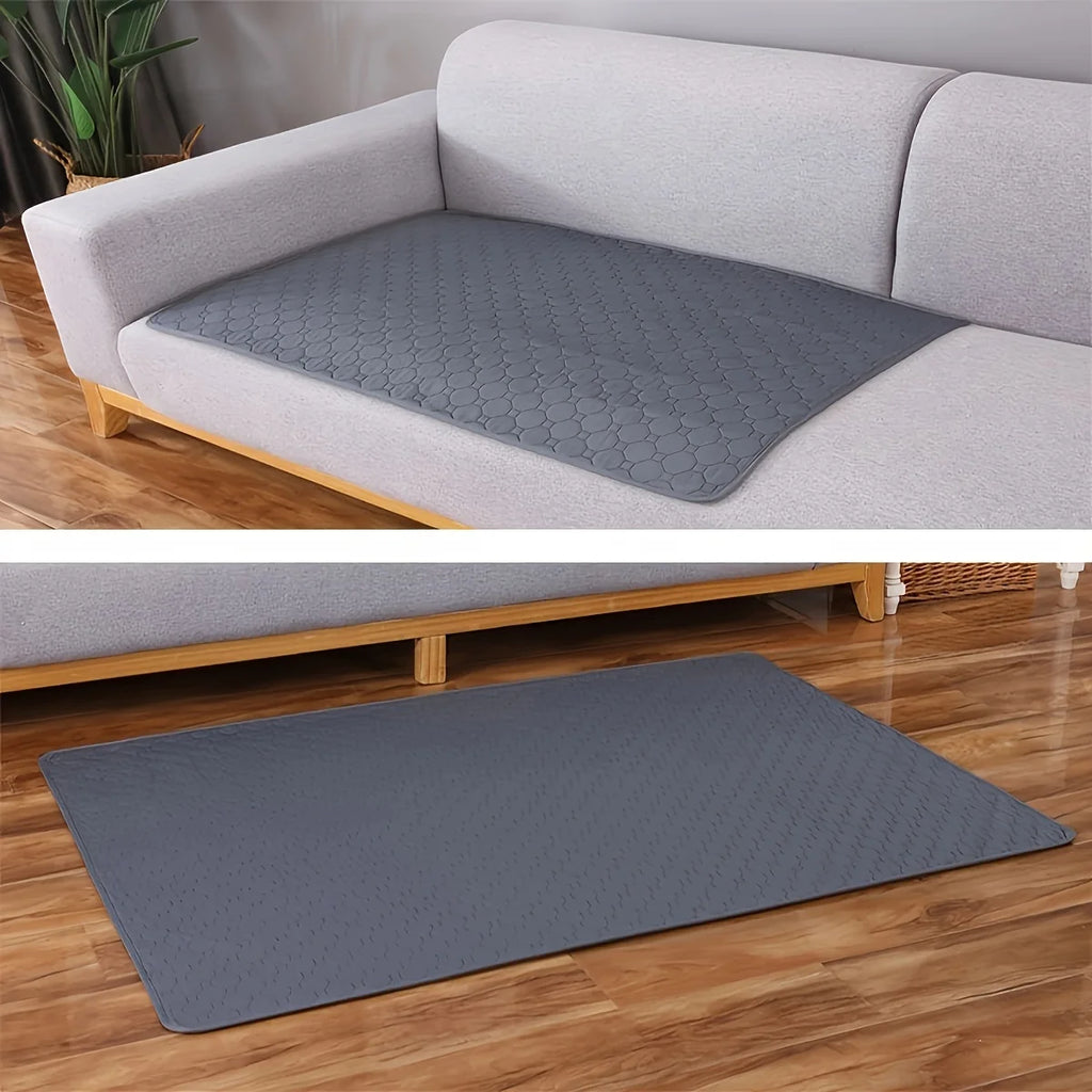 Beige washable dog mat for bathroom, furniture, and vehicle protection - absorbent pee pad
