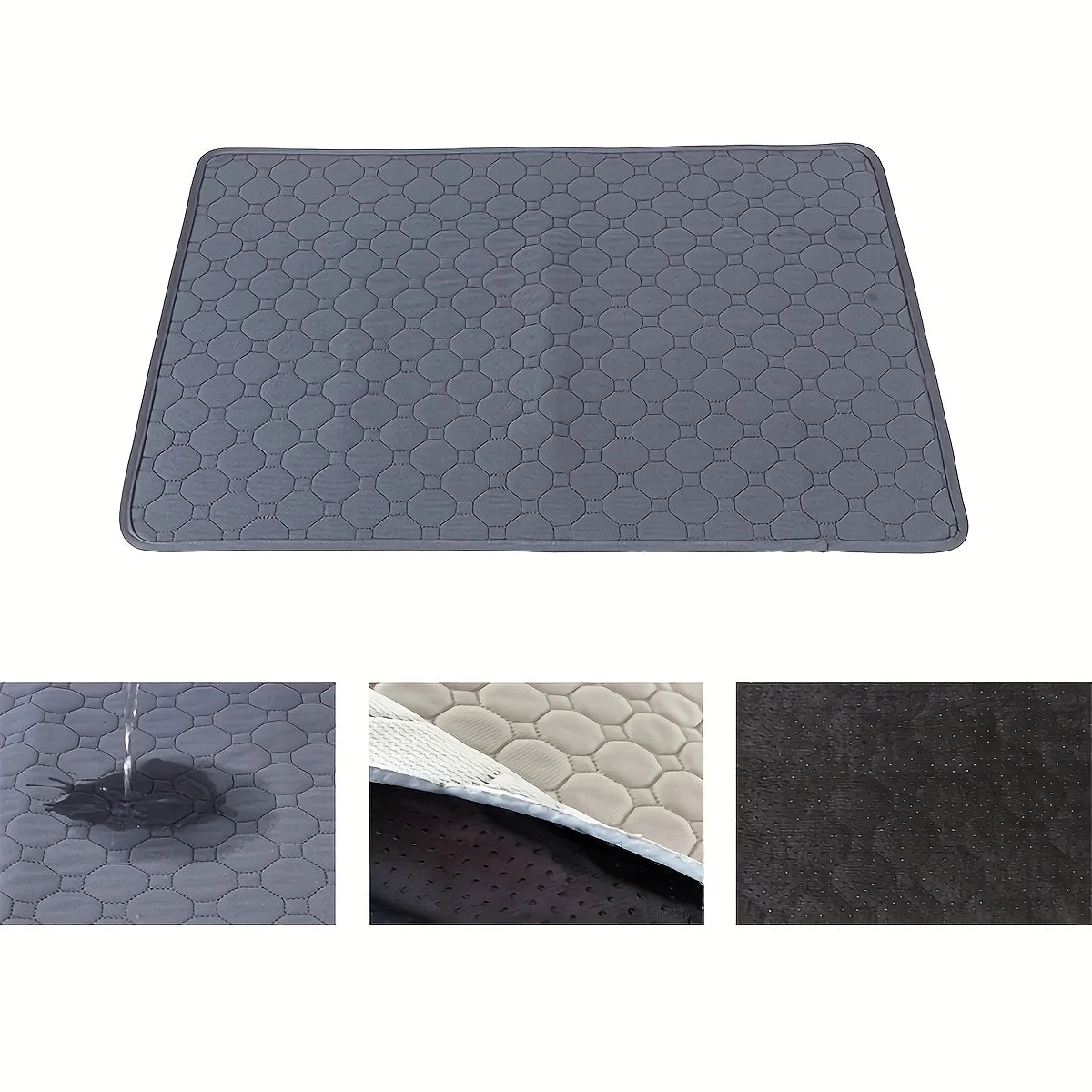 Grey reusable dog pee pad - waterproof washable training mat