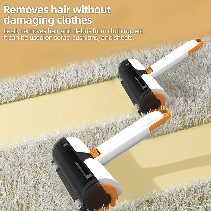 Pet grooming tool removing cat hair from sofa