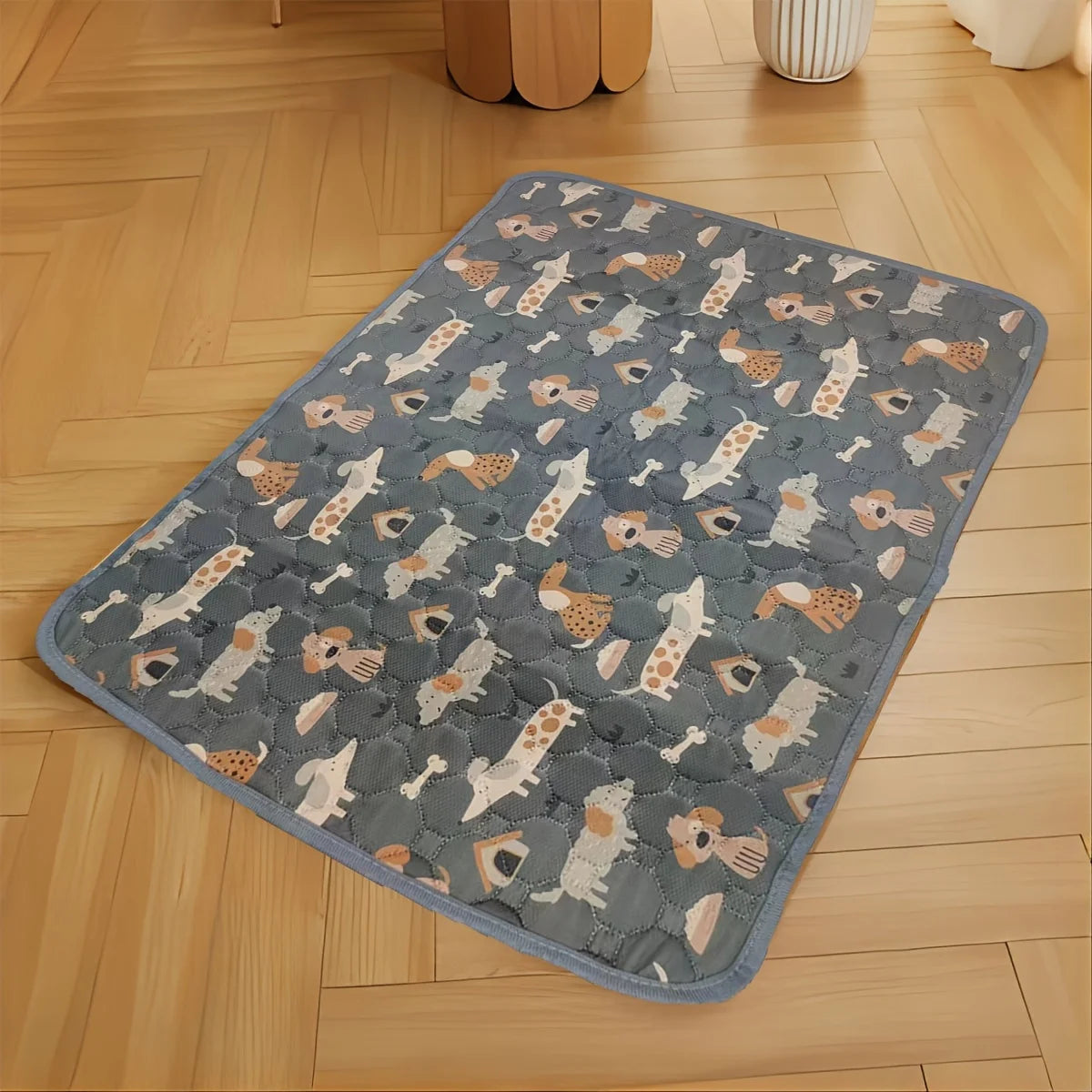 Beige washable dog mat for bathroom, furniture, and vehicle protection - absorbent pee pad