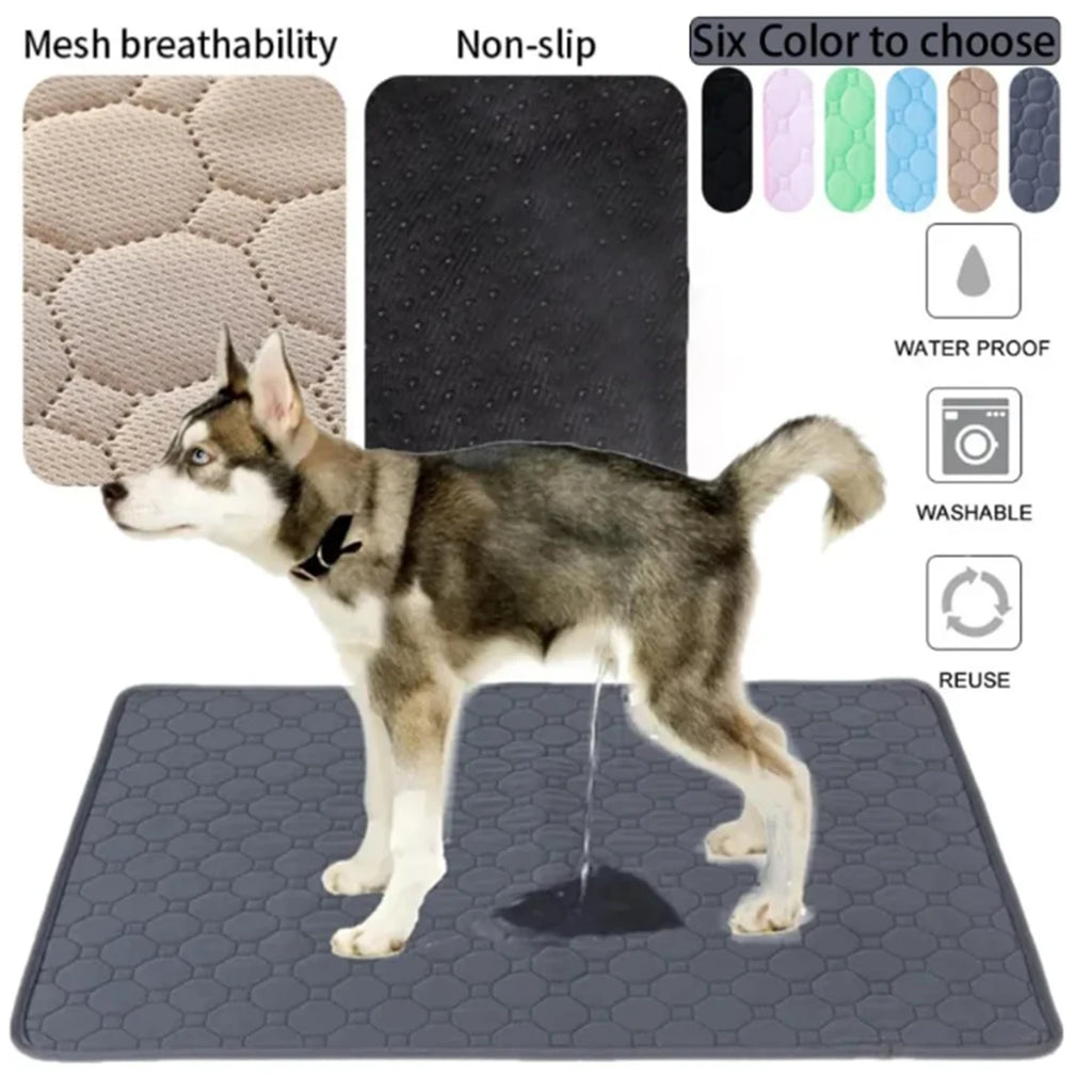 Grey reusable dog pee pad - waterproof washable training mat