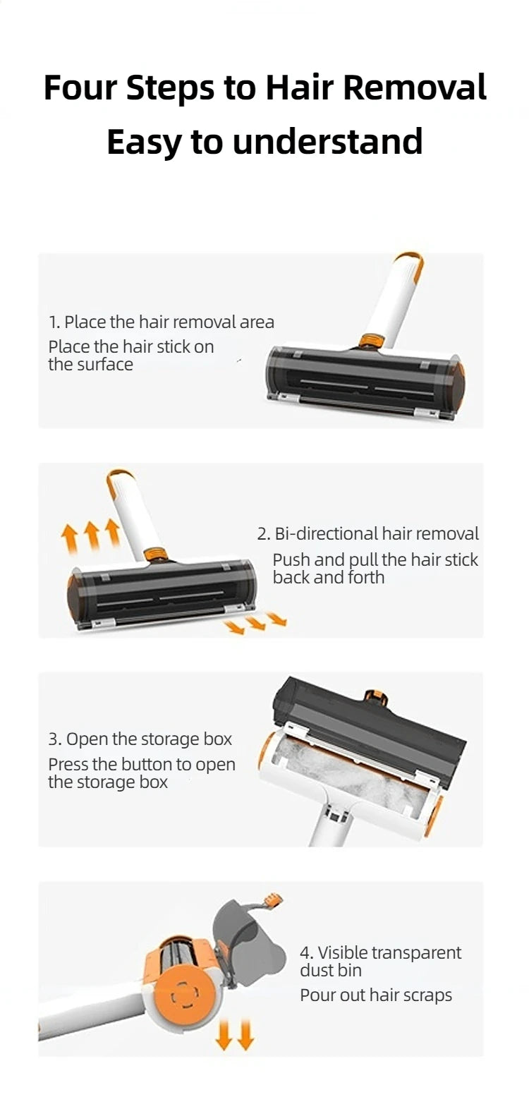 Multi-surface pet hair removal roller tool